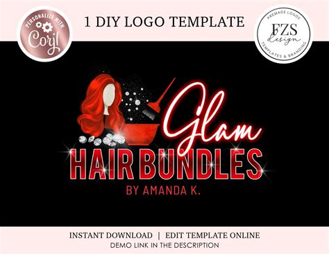 Logo Diy, 1 Logo, Hair Logos, Glam Hair, Beauty Logo, Change Text, Premade Logo, Business Person ...