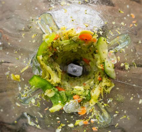 Vegetables and in a Blender. Top View. Green Fresh Smoothie Blended in a Blender Stock Photo ...