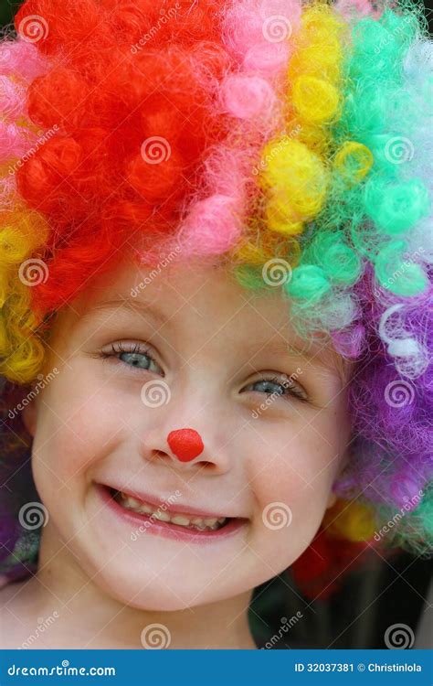 Happy Child in Clown Costume Stock Image - Image of close, face: 32037381