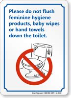 Do Not Flush Feminine Products, Hand Towels Down Toilet Sign, SKU: S2-0940