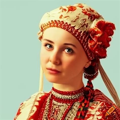 Person wearing traditional russian clothing on Craiyon