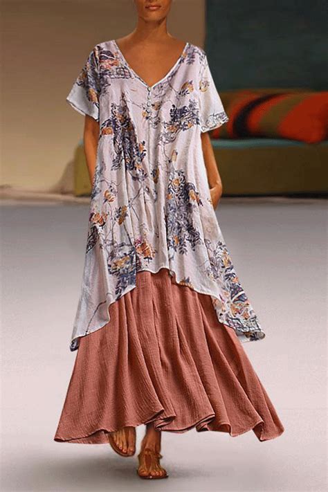 Summer Patchwork Print Plus Size Vintage Maxi Dress With Pockets ...