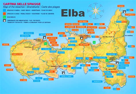 Elba beaches map - Ontheworldmap.com