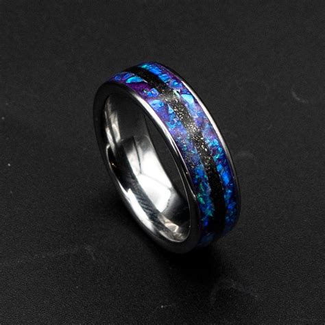 Galaxy opal ring, glow in the dark, purple opal, opal engagement ring ...