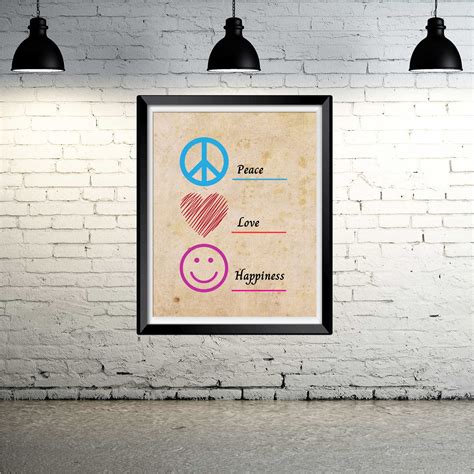 Peace Love Happiness Poster/peace Love Happiness Wall Decor - Etsy