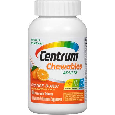 Centrum Chewable Multivitamin for Adults, Multivitamin/Multimineral Supplement with Vitamin C ...