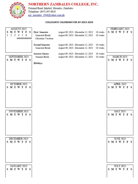 Collegiate Calendar | PDF