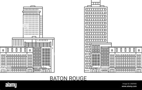 Usa, Baton Rouge travel landmark vector illustration Stock Vector Image ...