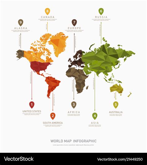 World map infographic template Royalty Free Vector Image