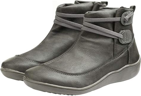 Womens Ankle Boots Waterproof Cofy Lightweight Ankle Boots Stacked Slip ...