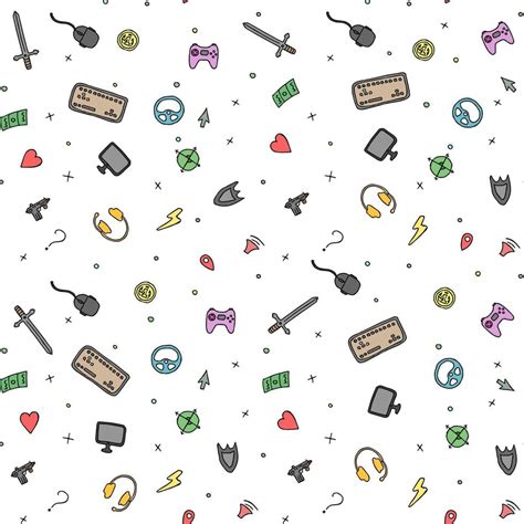 Seamless gaming background. seamless pattern with doodle gaming icons. gaming vector icons ...