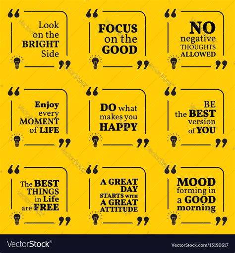 Set of motivational quotes about positive thinking