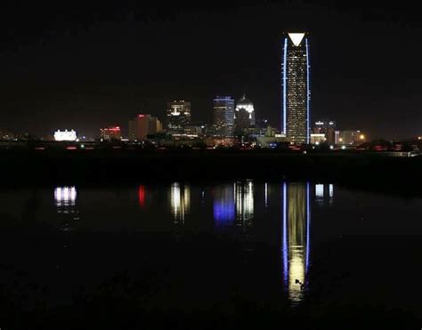 Beautiful nighttime skyline of downtown OKC | Downtown okc, Skyline tattoo, Willis tower