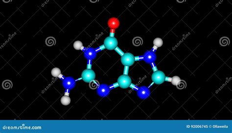 Guanine Molecular Structure Isolated on Black Stock Illustration - Illustration of chemical ...