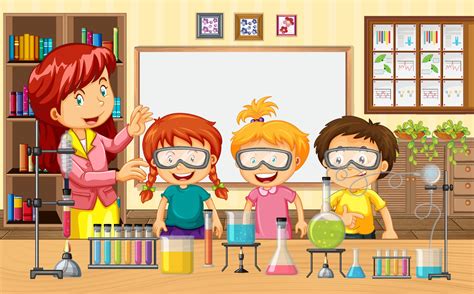 Classroom scene with a teacher and children doing science experiment 3338616 Vector Art at Vecteezy