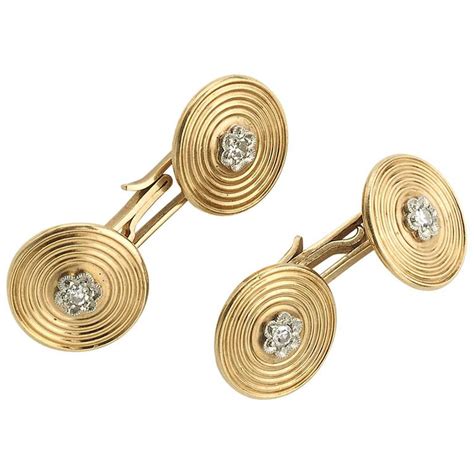 Find Your Match Gold Diamond Cufflinks For Sale at 1stdibs