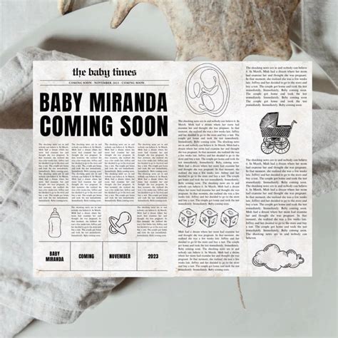 Cute Newspaper Pregnancy Announcement editable Download - Etsy