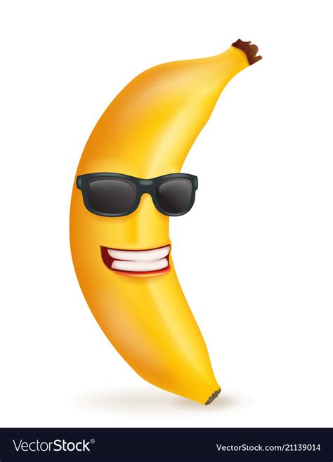 Smiling banana cartoon character sunglasses 3d Vector Image