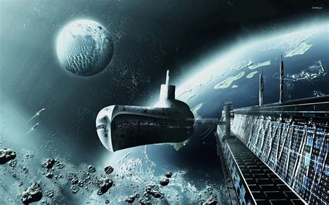 Space station orbiting the planet wallpaper - Fantasy wallpapers - #47747