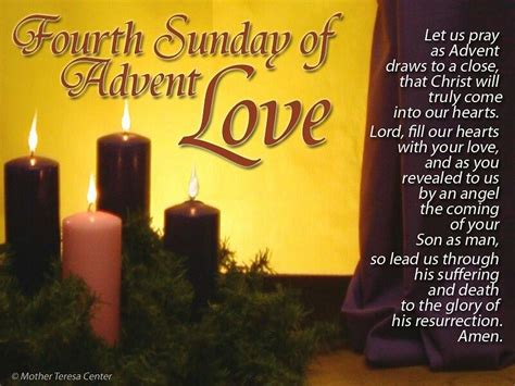 ~Fourth Sunday of Advent - LOVE | Advent prayers, Advent candles, Beautiful prayers