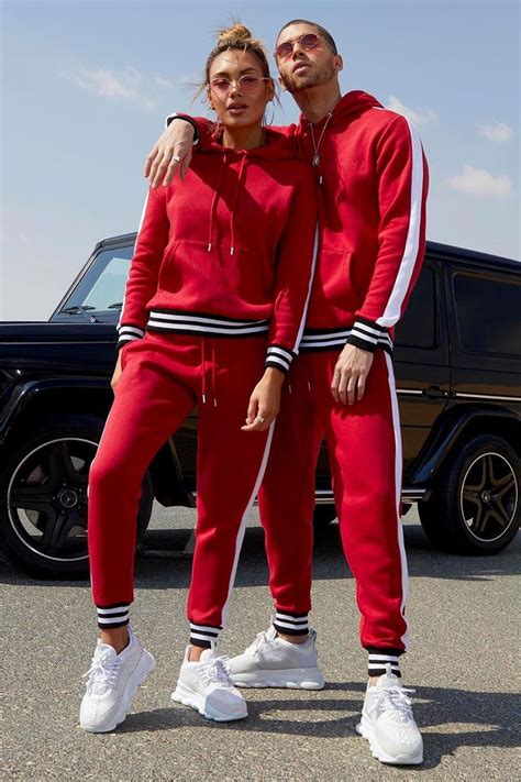 Her Side Panel Contrast Rib Hooded Tracksuit | boohoo Australia | Matching couple outfits, Cute ...