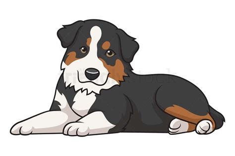 Cute Australian Shepherd Puppy Cartoon Clipart Vector - FriendlyStock