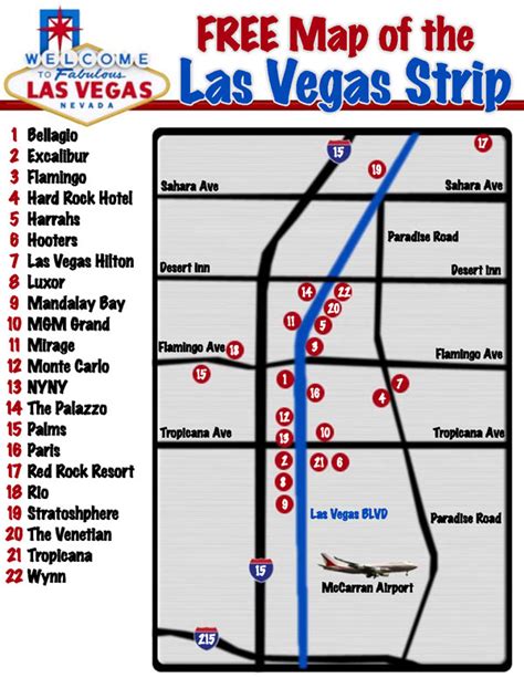 Map of the Las Vegas strip. Las Vegas strip map | Vidiani.com | Maps of ...