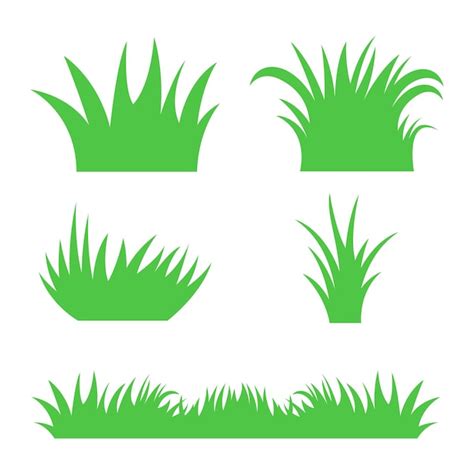 Free Vector | Multiple Different Green Grass On White Background