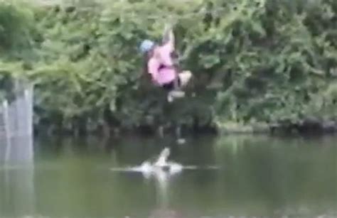 Alligator ATTACKS woman on zipline in terrifying Florida video | Daily Star