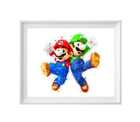 Super Mario Luigi Art Print Super Mario Watercolor Poster - Etsy