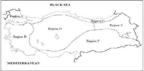 Homogeneous climate regions of Turkey. The borders of the regions were ...