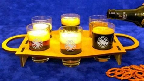 Personalized Oval Beer Flight Board with 6 glasses-Wooden beer