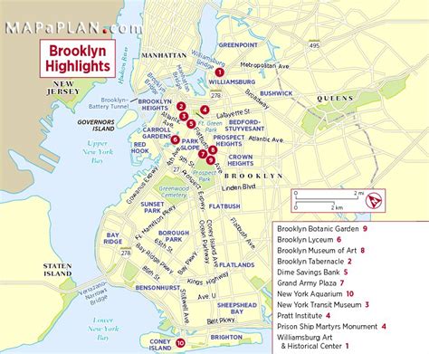 Brooklyn visitor main highligths - New York map