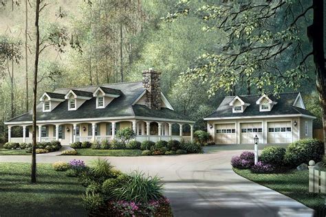 Country Ranch with Detached Three-Car Garage - 57094HA | Architectural Designs - House Plans