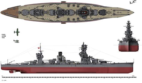 Japanese Battleship Fuso undergoing post-modernization trials in 1933. Note the prominent mast ...