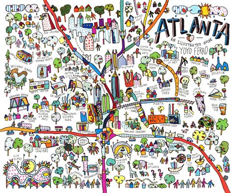 Atlanta Map Illustrated Map Atlanta Art - vrogue.co