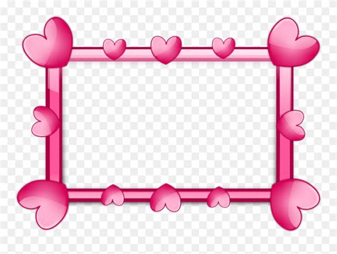 Pink Hearts Border Vector Image - Heart Photo Frame Png Hd Clipart (#5381460) - PinClipart