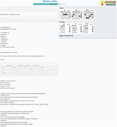 Chord: Whiskey Lullaby - tab, song lyric, sheet, guitar, ukulele | chords.vip