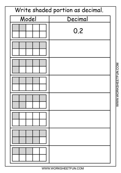 Decimal – Model – Tenths – 2 Worksheets / FREE Printable Worksheets ...