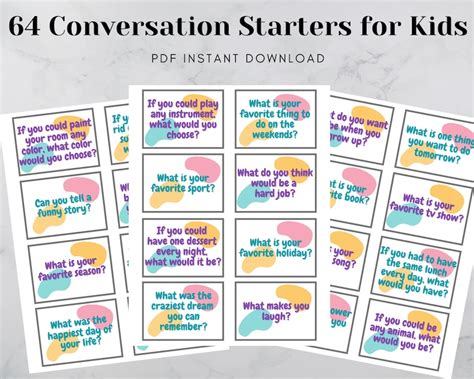 Kids Conversation Starters Table Topics Conversation Card | Etsy
