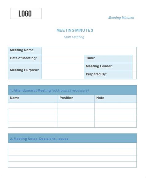 Meeting Minutes Templates | 11+ Free Word, Excel & PDF Formats, Samples ...