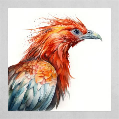 Phoenix Bird Portrait Watercolor Painting by Francois Ringuette