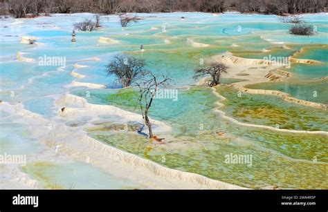 Huanglong travertine pools Stock Photo - Alamy