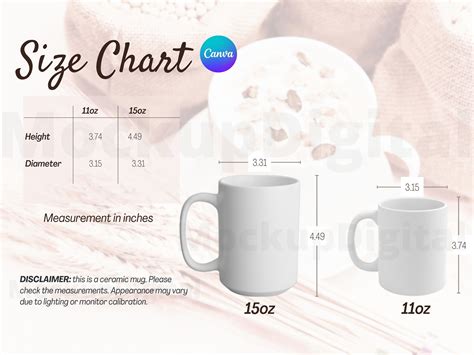 Mug Size Chart-cup Size Chart Template-11oz-15oz-mug Size - Etsy in 2022 | Mugs, Size chart ...