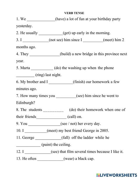 Free verb tense worksheet 5th grade, Download Free verb tense worksheet 5th grade png images ...