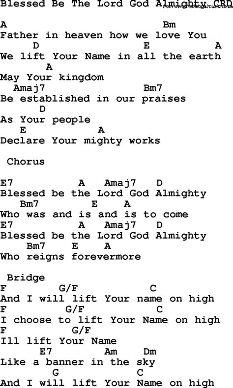 Christian Childrens Song: Blessed Be The Lord God Almighty Lyrics and Chords