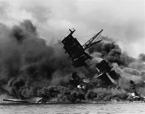 File:The USS Arizona (BB-39) burning after the Japanese attack on Pearl Harbor - NARA 195617 ...