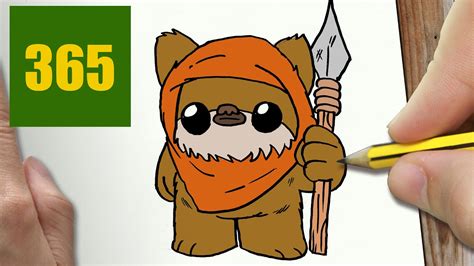 HOW TO DRAW A EWOK CUTE, Easy step by step drawing lessons for kids ...