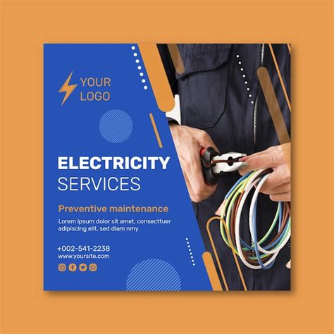 Free Vector | Electrician flyer square template