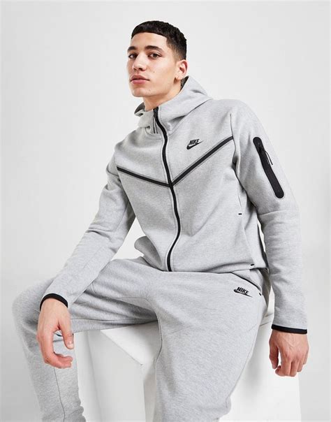 Nike Light Gray and Black Tech Fleece Half Zip Hoodie Jogger Sweat Suit ...